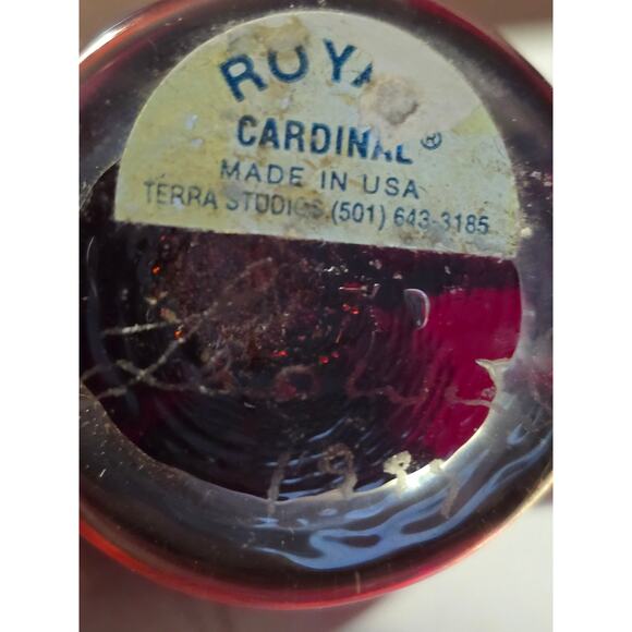 Vintage Titan‎ Art Glass Red Royal Cardinal Bird Signed Leo Ward 1997 Figurine - Picture 6 of 10